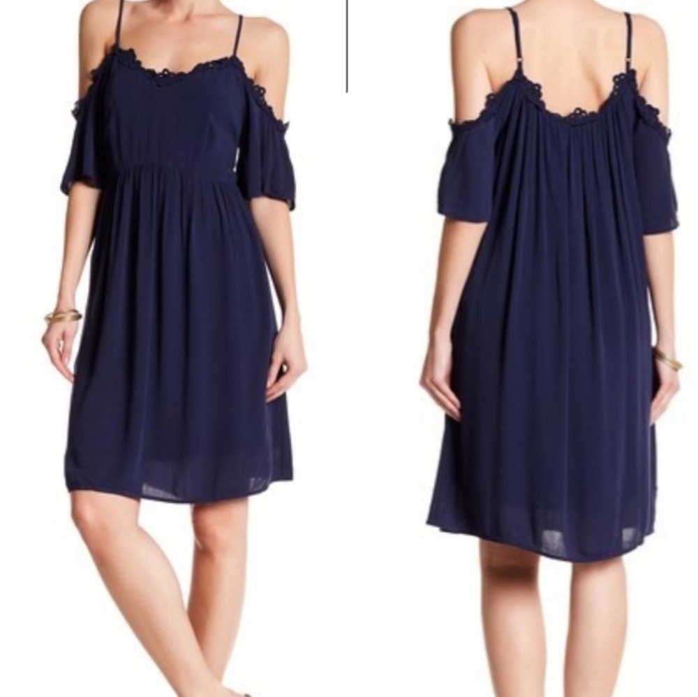DR2 Navy Cold Shoulder Dress